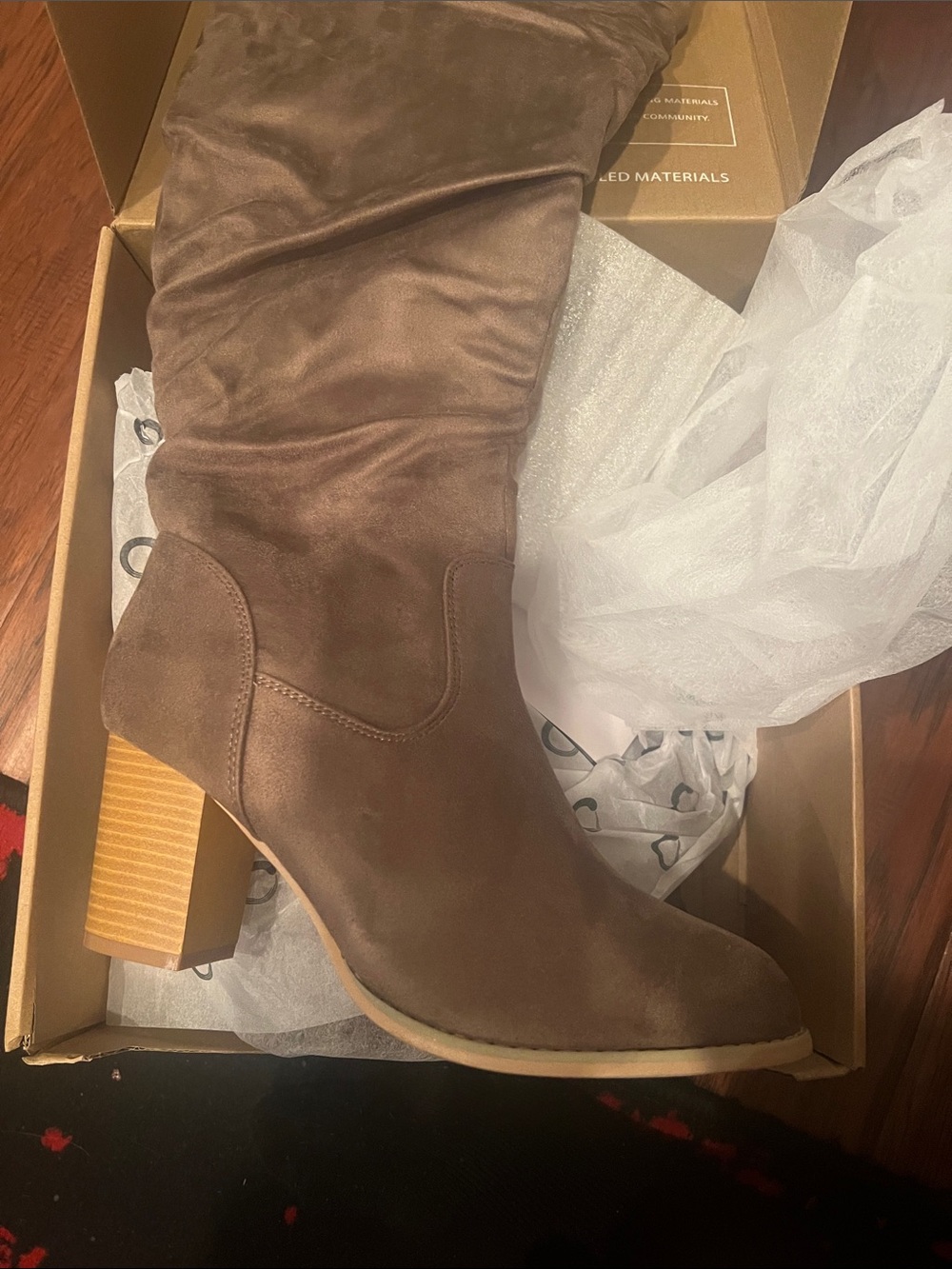 Journee Collection Kaison Brown Suede Over-the-Knee Block Heel Boots - Picture 2 of 2